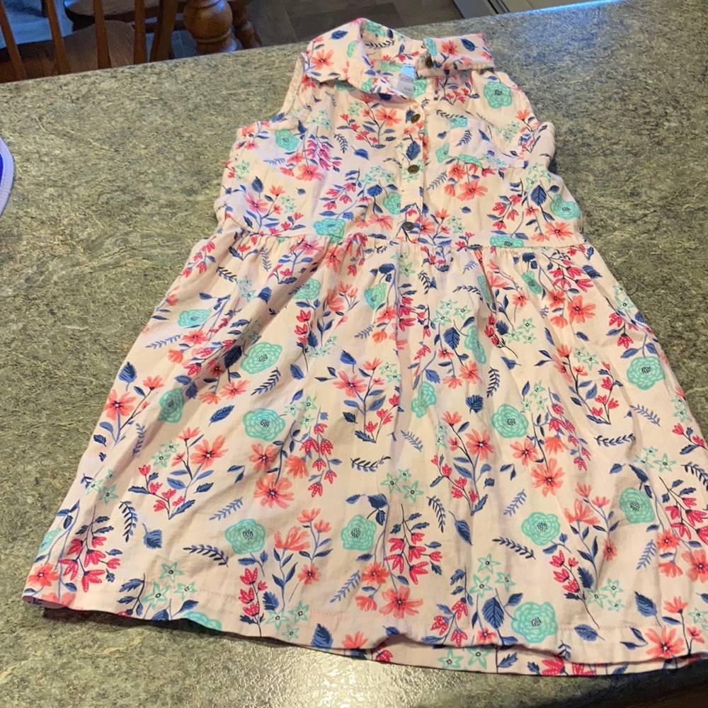 Girls’ Sleeveless, Collard Floral Dress